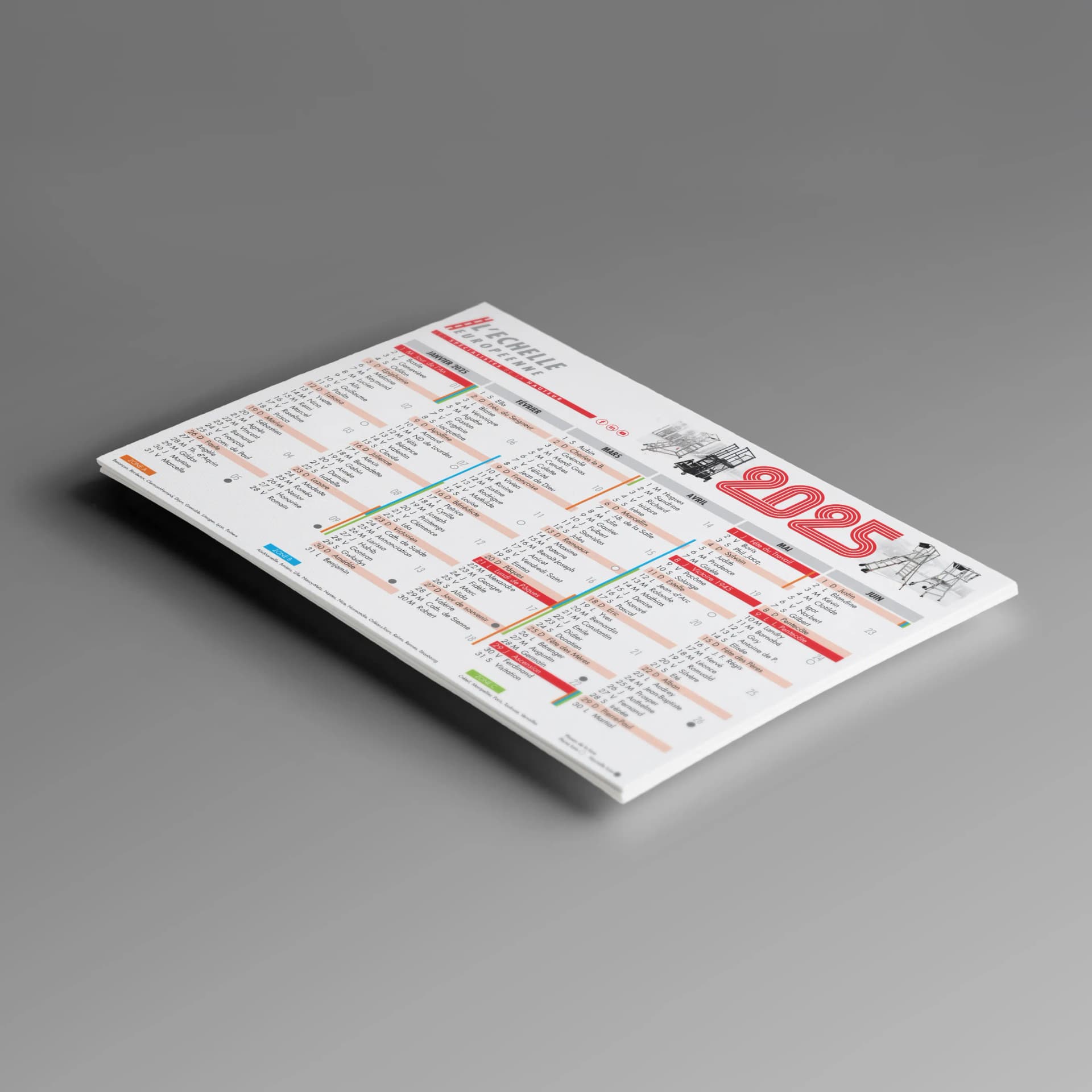 Calendriers 2025 l'Echelle Européenne